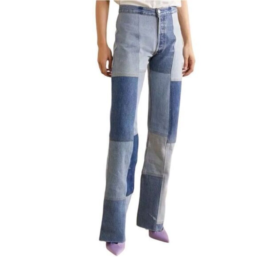 Re/Done x Levi's Women's Amina Muaddi Patchwork‎ High-Rise Flared Jeans Size 25